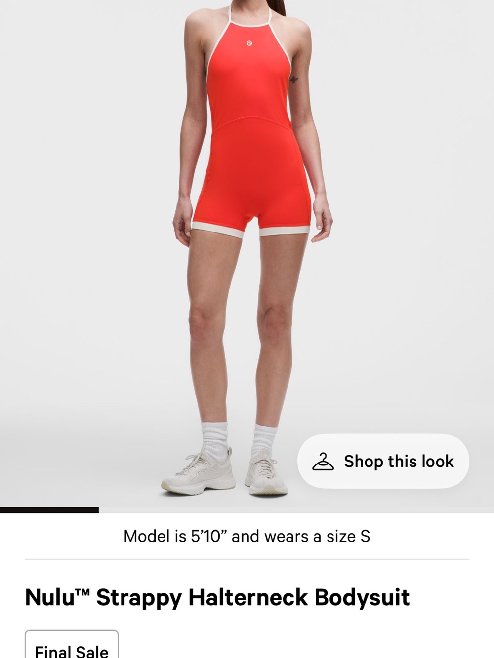 lululemon athletica Red Strappy Halterneck Jumpsuit with White Trim